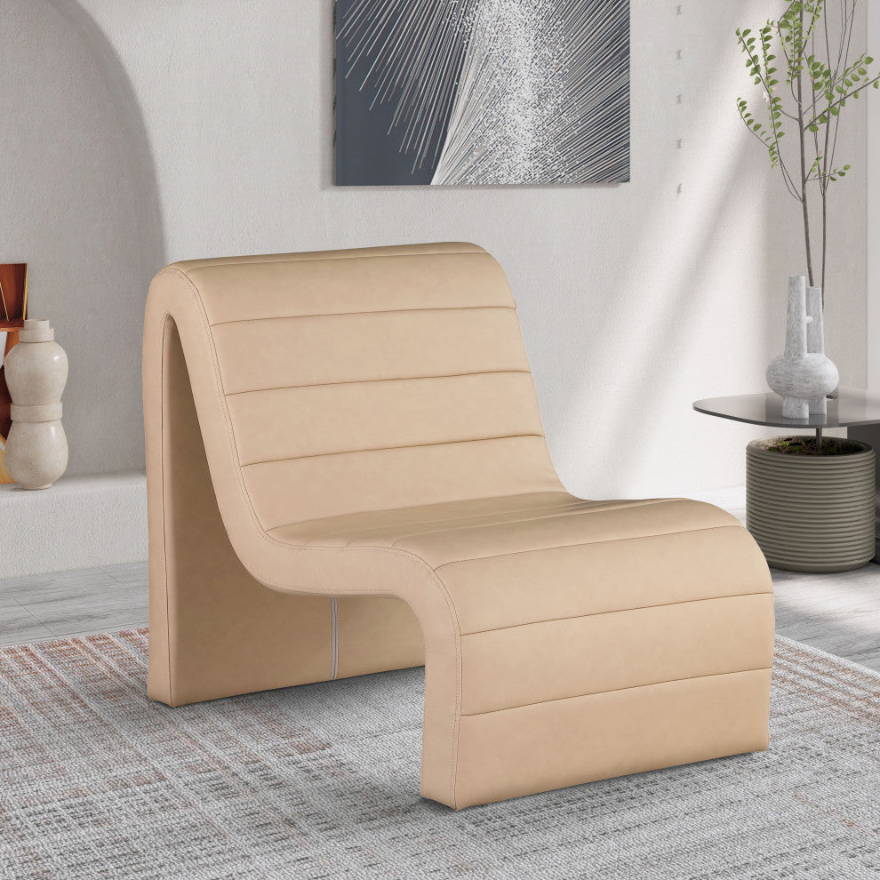 Ivy Upholstered Accent Chair, Tan, Vegan Leather