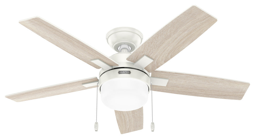 Hunter 44" Anisten Fresh White Ceiling Fan, LED Kit, Pull Chain