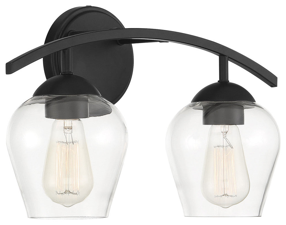 2-Light Bathroom Vanity Light, Matte Black