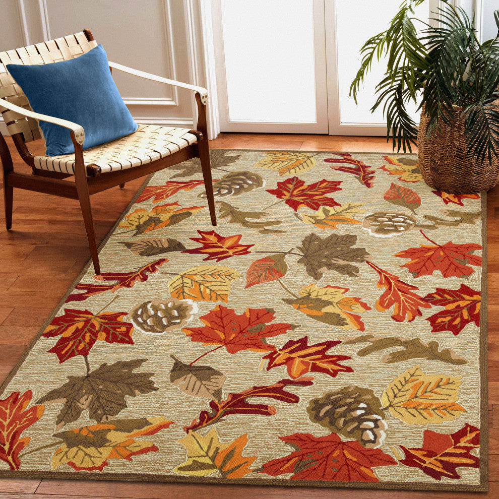 Ravella Falling Leaves Indoor/Outdoor Rug Natural 3'6"x5'6"