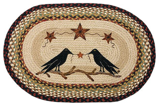Earth Rugs OP-19 Crow & Barn Stars Oval Patch 20" x 30"