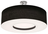 Montclair 30" Medium Base Semi-Flush Mount, Satin Nickel Finish, Black Shade