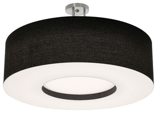 Montclair 30" Medium Base Semi-Flush Mount, Satin Nickel Finish, Black Shade