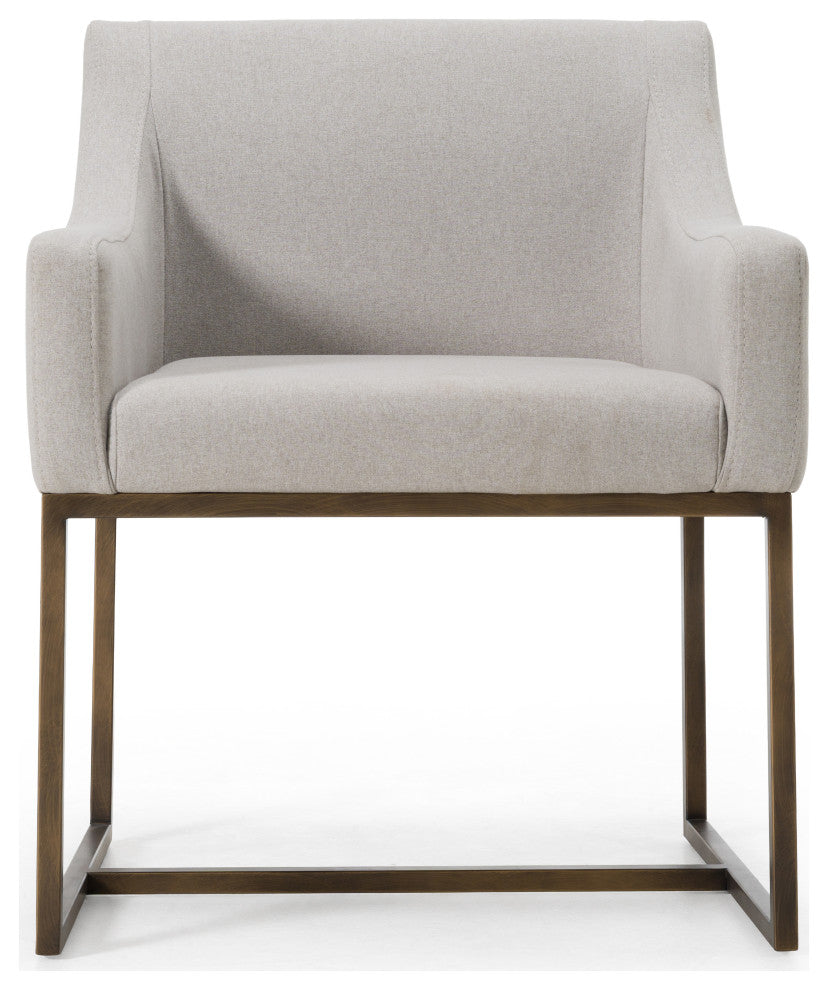 Modrest Basel Gray and Copper Antique Brass Dining Chair