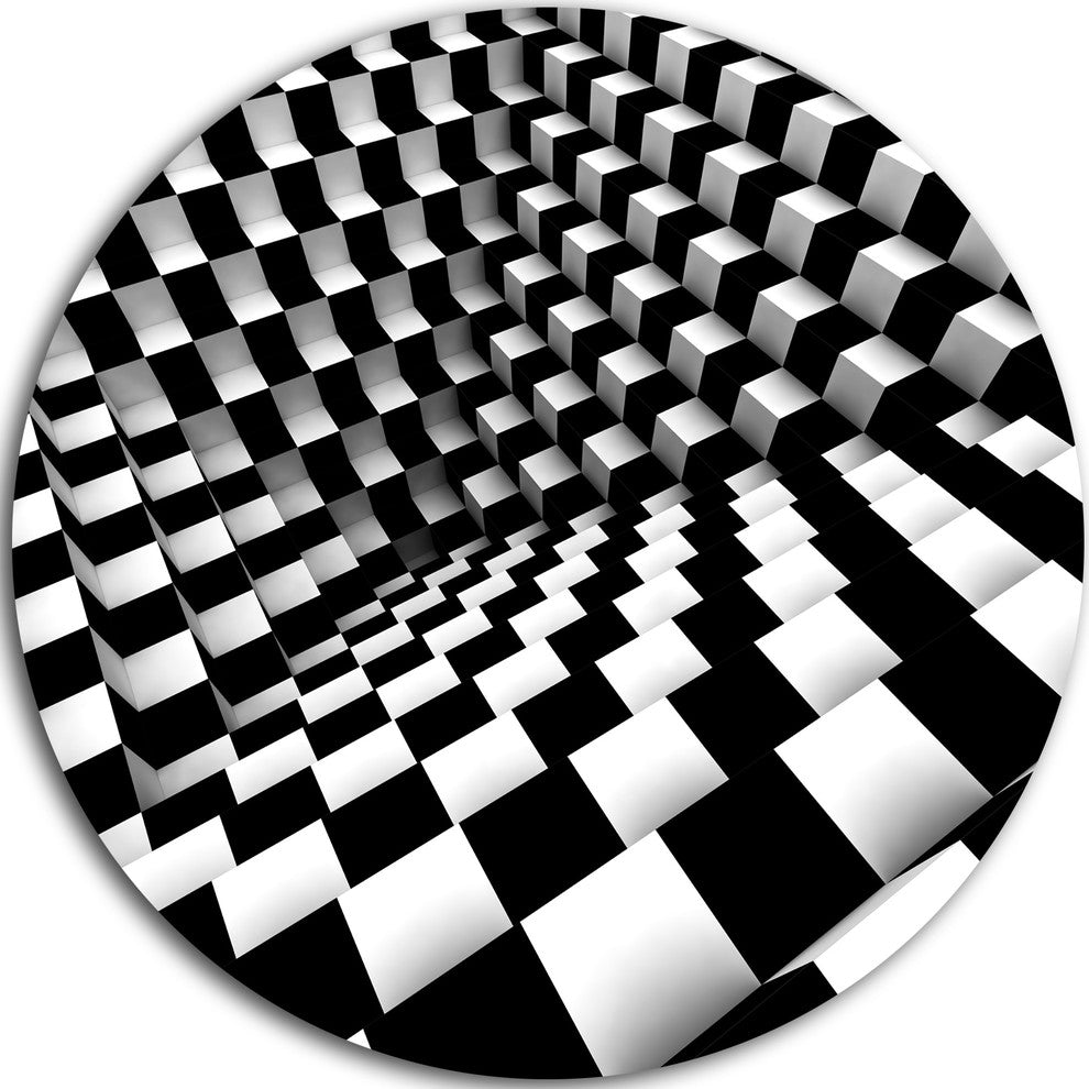 Optical Black And White Pattern, Abstract Disc Metal Wall Art, 23"
