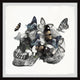 "Butterfly Swarm and Skull" Framed Painting Print, 24x24