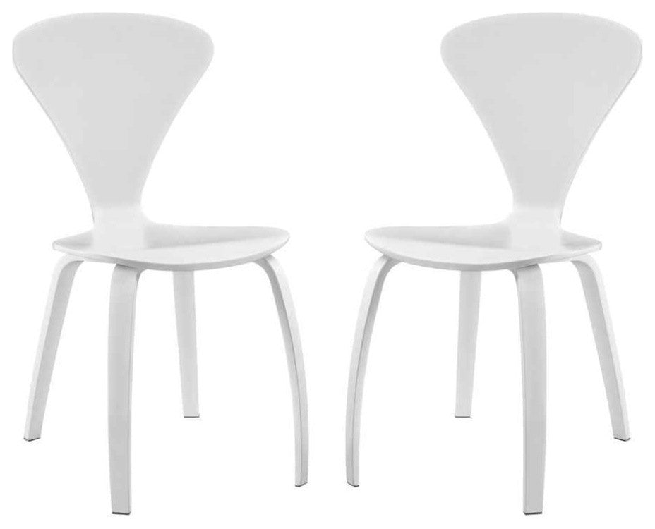 Modern Contemporary Dining Chairs Set of 2, White, Wood