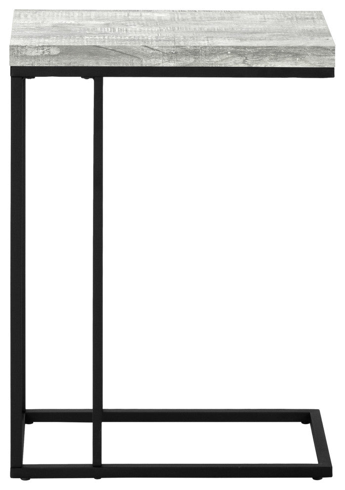 Accent Table C-Shaped End Side Snack Metal Laminate Grey Black