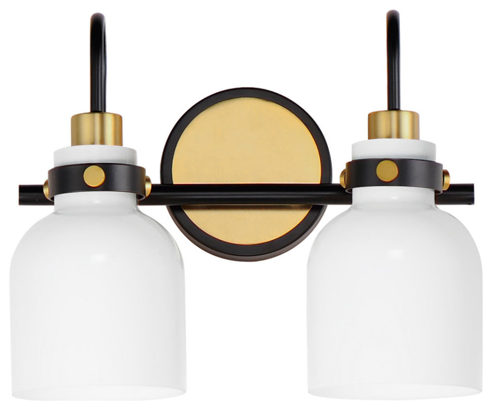 Maxim 12332 Milk 2 Light 14"W Vanity Light - Satin Brass
