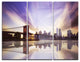 "Purple Sky Over Brooklyn Bridge" Photo Metal Wall Art, 3 Panels, 36"x28"