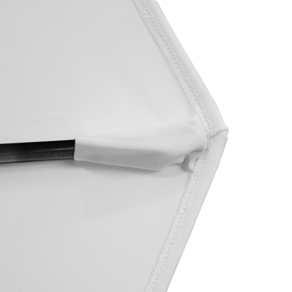 9'' Matted Black Collar Tilt Lift Fiberglass Rib Aluminum Umbrella, Olefin, Teak