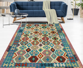 Flatweave Lolita Red/Blue Rug, 5'10x8'1