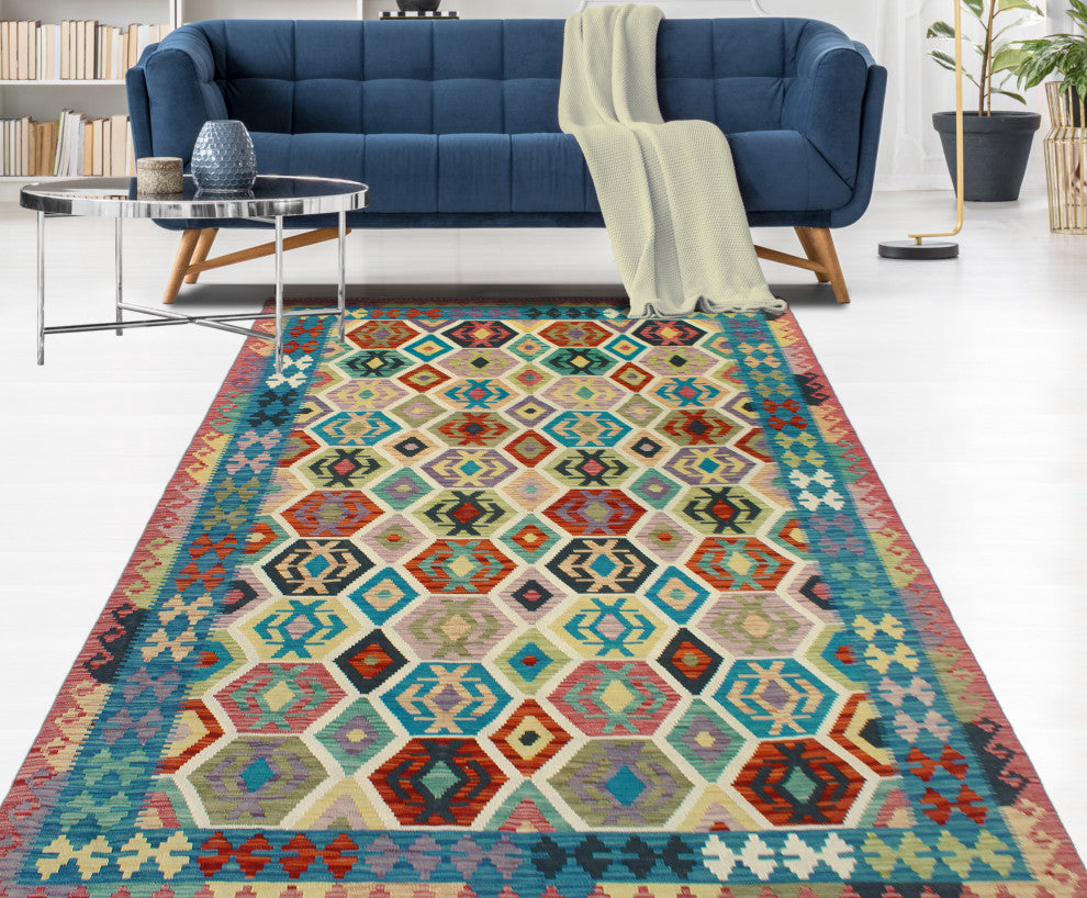 Flatweave Lolita Red/Blue Rug, 5'10x8'1