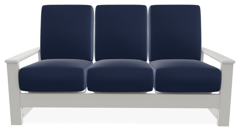 Leeward Deep Seat 3-Seat Outdoor Sofa, Navy/Snow