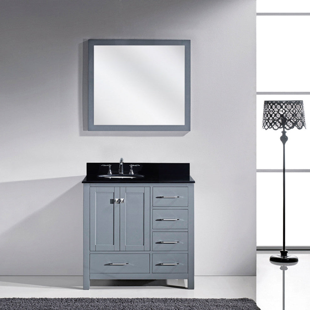 Caroline Avenue 36" Single Bathroom Vanity Set Gray, Granite Top