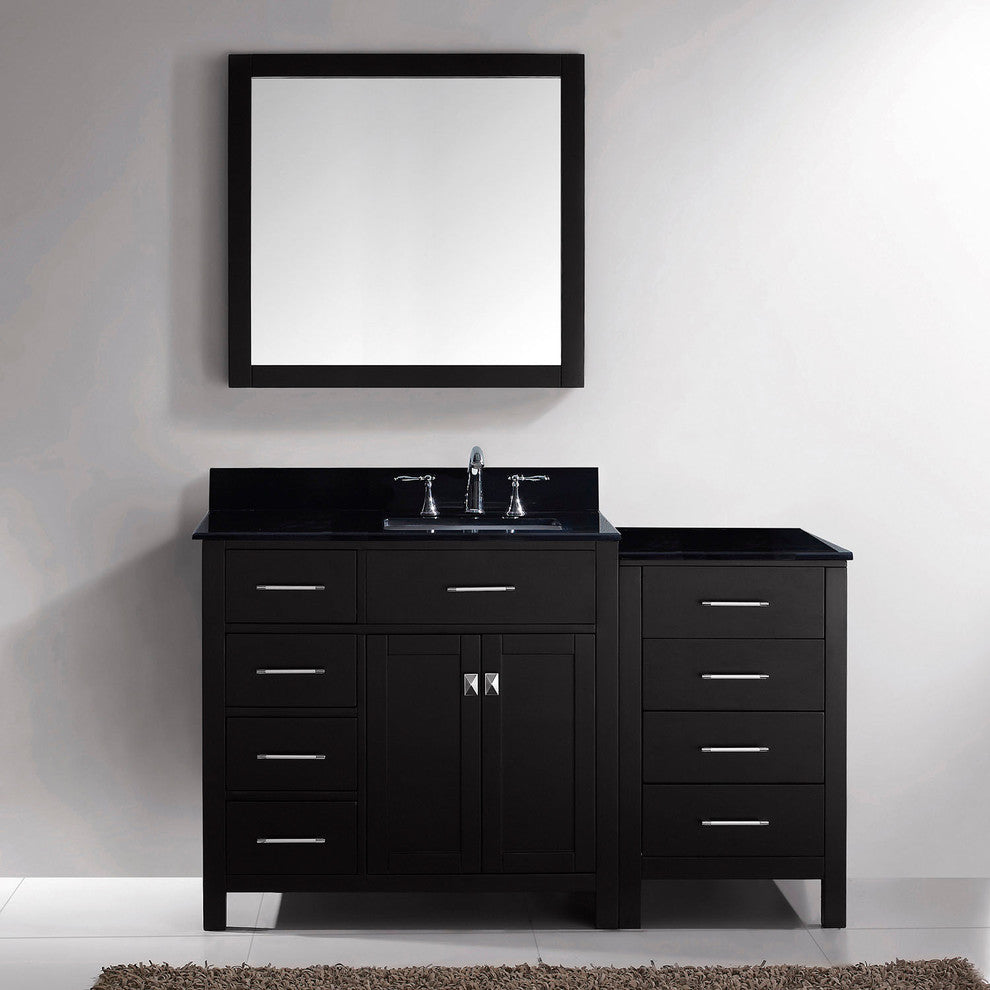 Caroline Parkway Single Bathroom Vanity Set, Espresso, Black Galaxy Granite, 57"