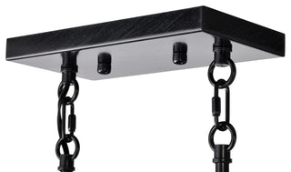 5-Light Antique Black Rectangular Kitchen Island Chandelier With Glass Shades