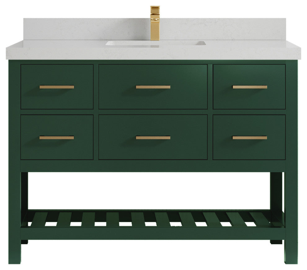 Parker 48 Single Sink Bath Vanity in Lafayette Green  2" Carrara Quartz