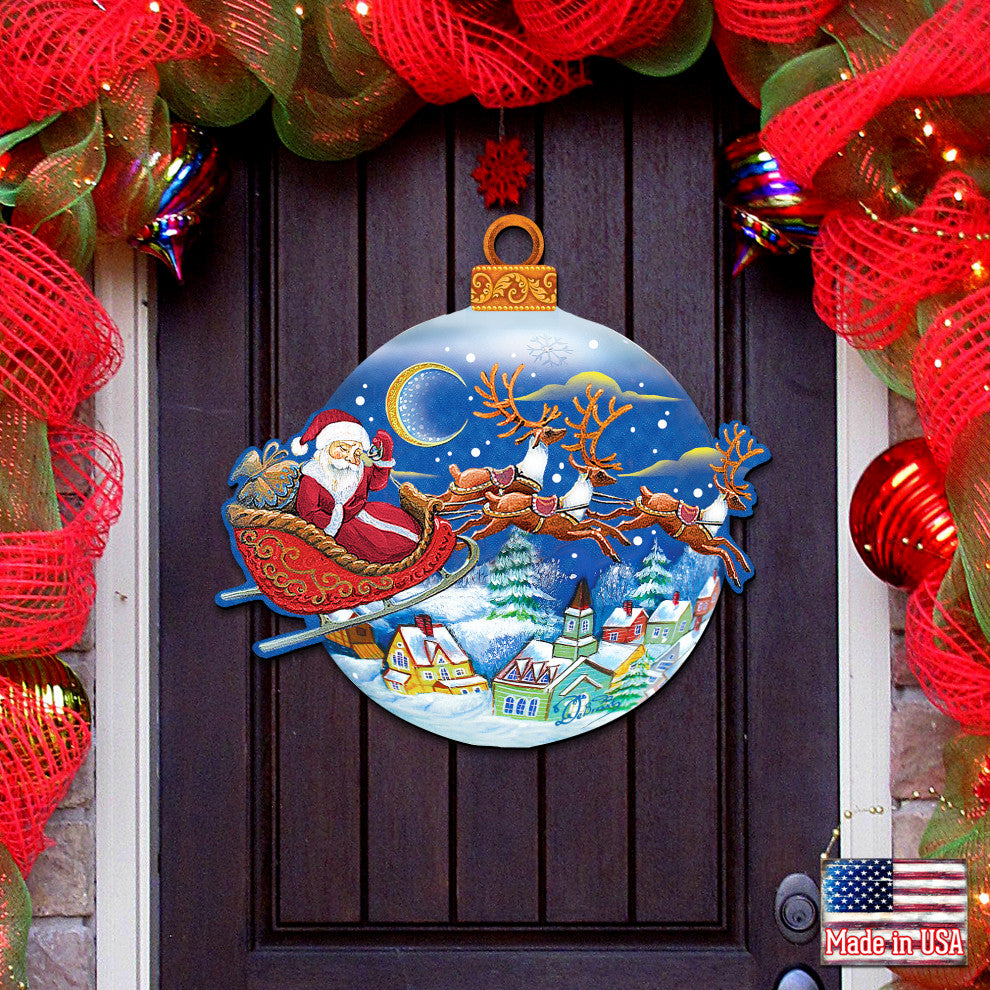Up Up And Away Ornamental Decorated Santa Decor, Door Hangers