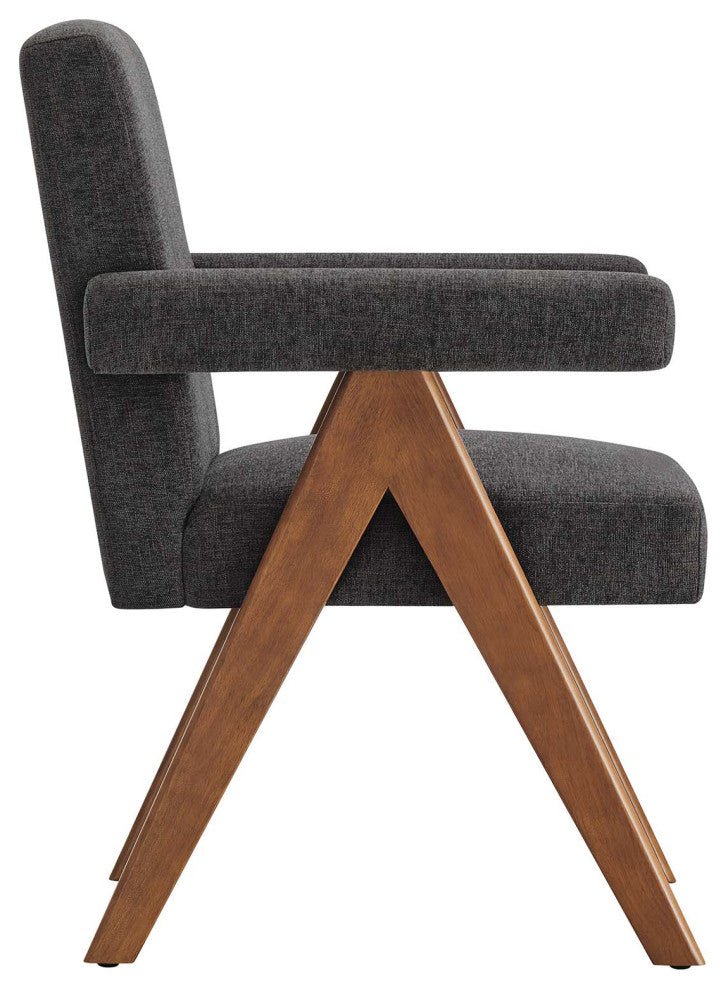 Lyra Fabric Dining Room Chair, Set of 2, Dark Gray Fabric