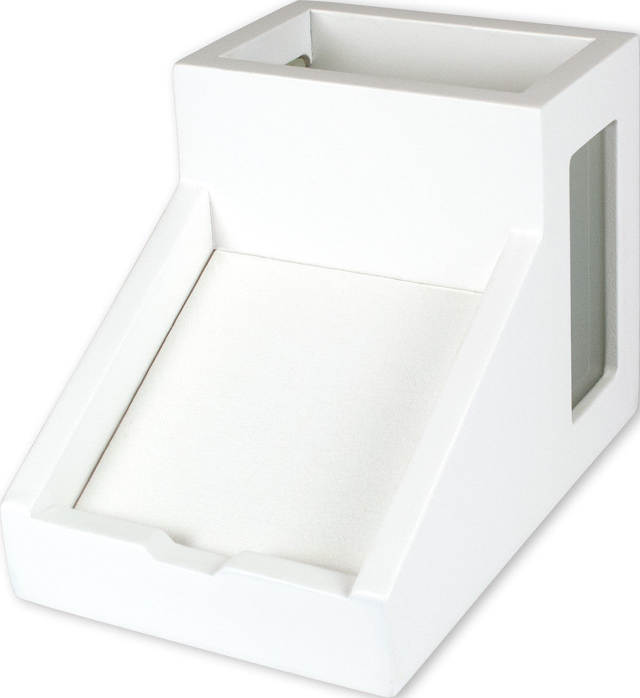 Pencil Cup with Note Holder, White