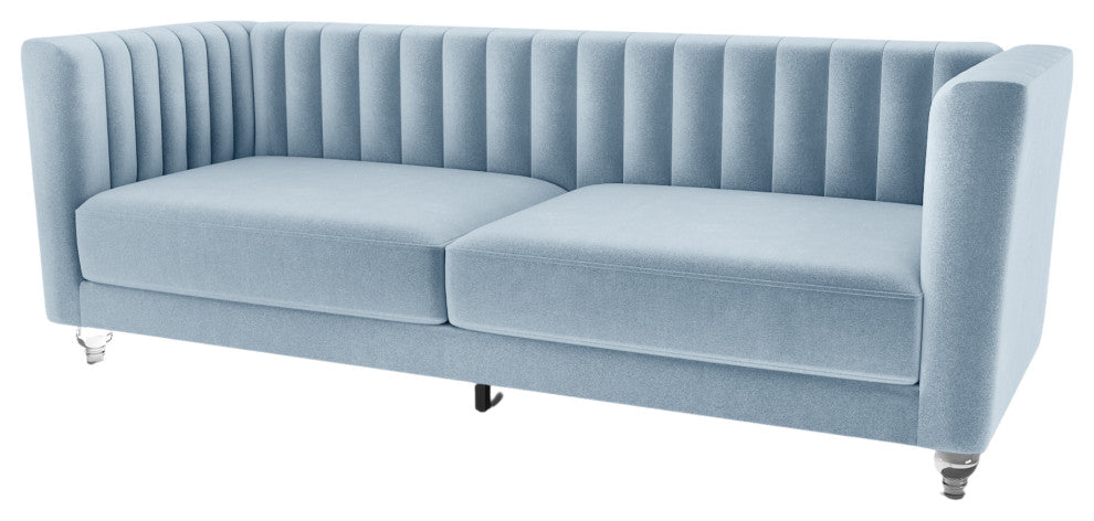 81.5" Empire Sofa- Square Tuxedo Arm Velvet Upholstery