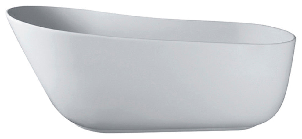 67 in. W Solid Surface Freestanding Flatbottom Soaking Bathtub in Matte White