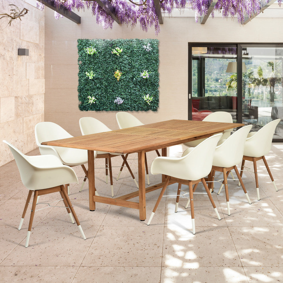 Amazonia Charlotte 9-Piece Teak Rectangular Patio Dining Set