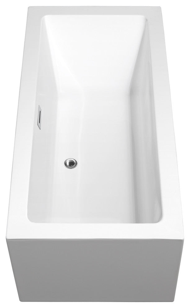 Melody 60" Freestanding White Bathtub, Chrome Drain