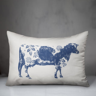 Navy Transitional Cow with Pattern 14x20 Spun Poly Pillow