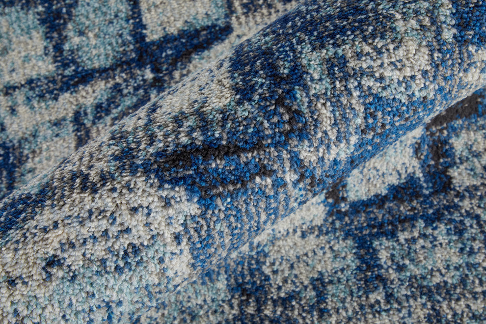 Weave & Wander Adelmo Abstract Contemporary Rug, Navy/Blue, 3'x5'