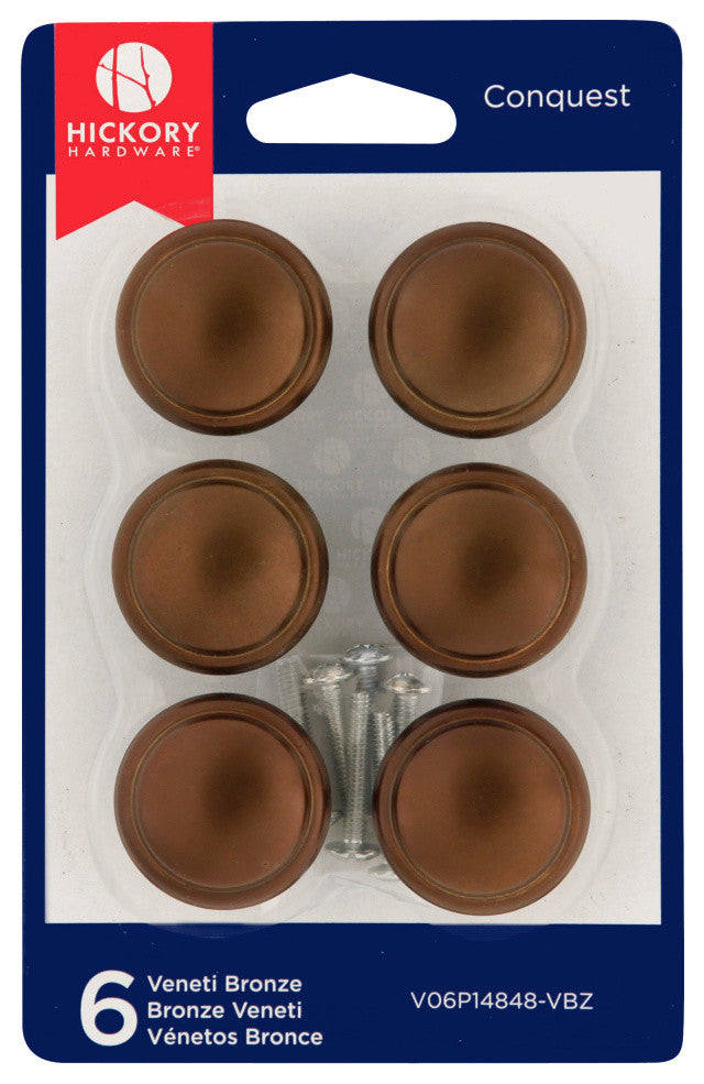 Belwith Hickory 1-3/8 In. Conquest Veneti Bronze Cabinet Knob (6 Pack) V06P14848