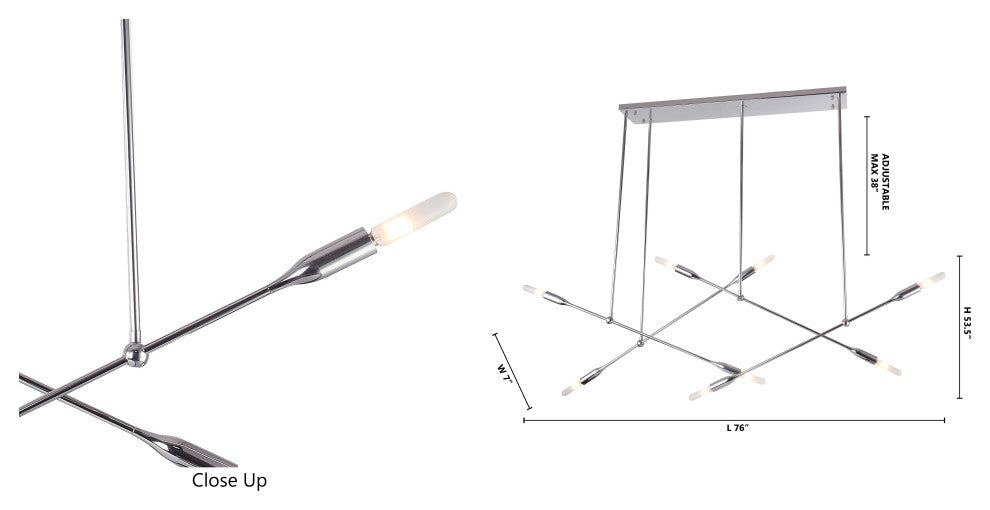Iron Frame Stick Ceiling Fixture, Chrome