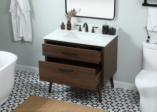 Bella 36" Midcentury Modern Walnut-Light Bathroom Vanity