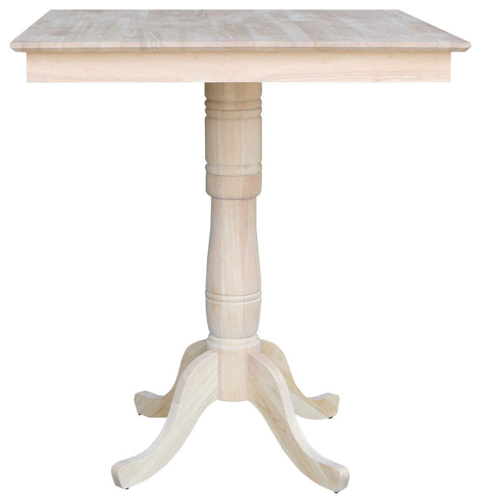 36" x 36" Square Top Pedestal Table With 4 Bar Height Stools (Set of 5)