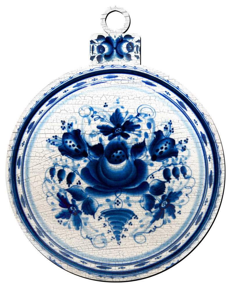 White and Blue Round Ornament