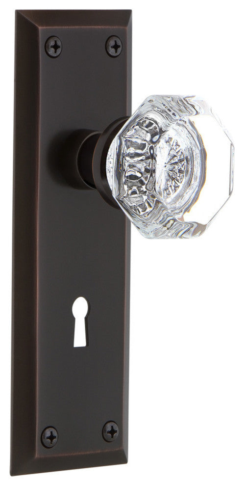 New York Plate Privacy Waldorf Knob, Timeless Bronze