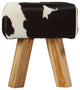 Bare Decor Juliet Genuine 100% Hide and Teak Vanity Stool Ottoman, Black/White
