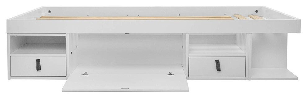 Memomad Bali Storage Platform Bed with Drawers (Twin Size, Off White)