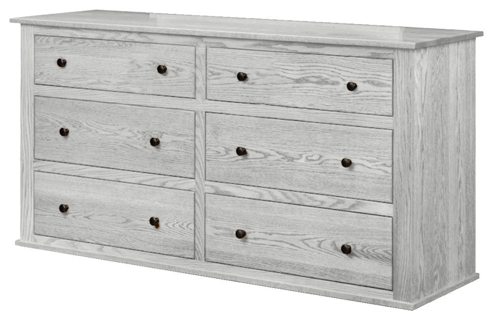 Traditional Oak Solid Wood 6 Drawer Dresser, Bright White