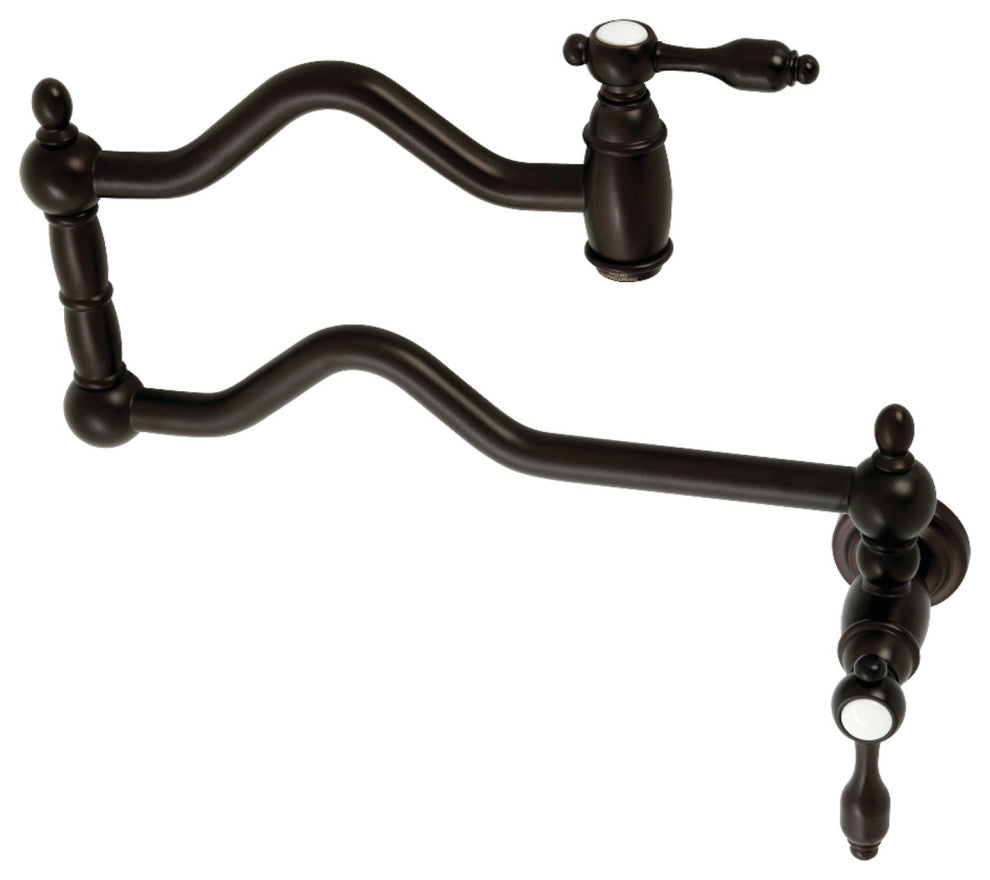Kingston Brass KS2105TAL Tudor Wall Mount Pot Filler, Oil Rubbed Bronze