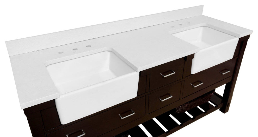 Charlotte 72" Bathroom Vanity, Chocolate, Quartz