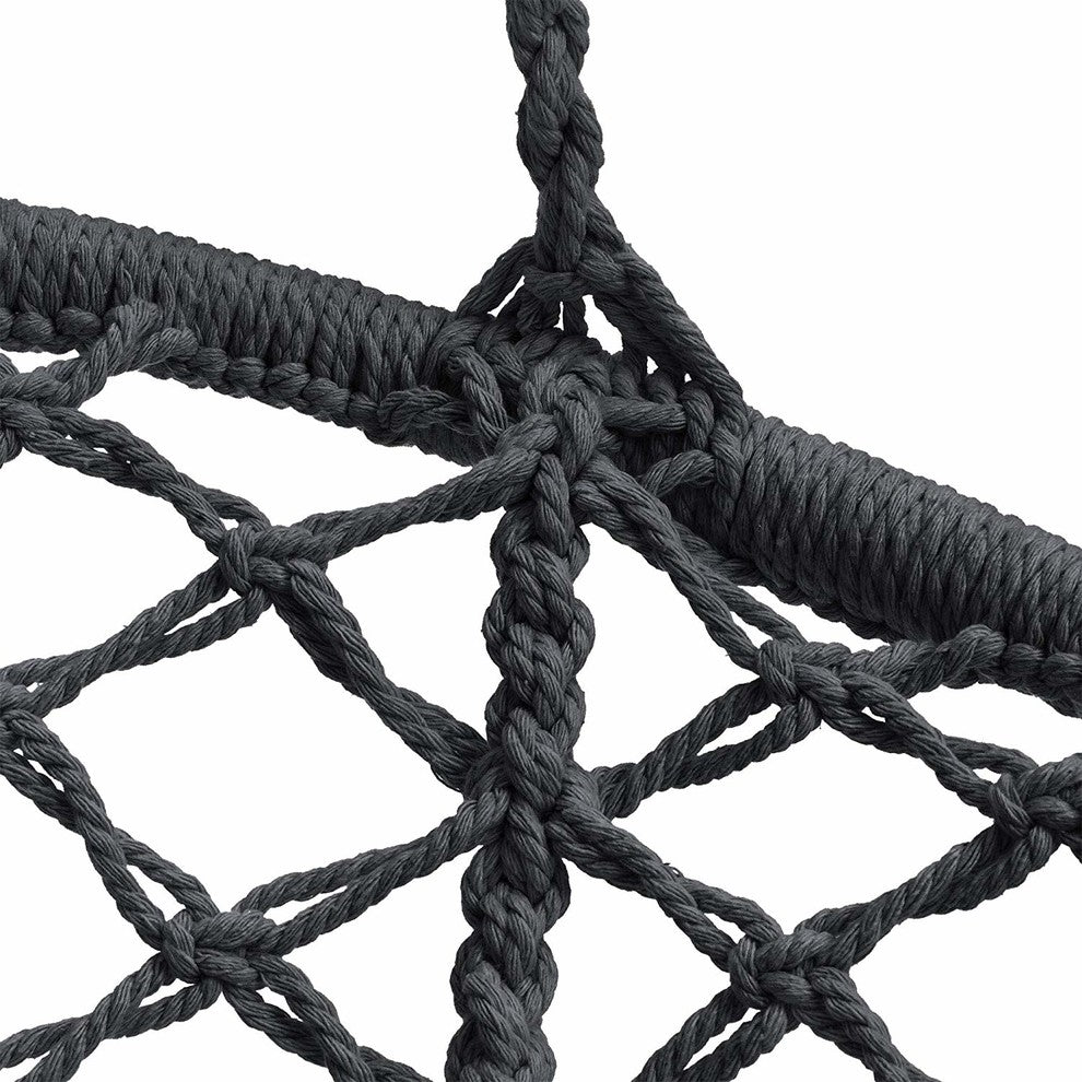 Hanging Hammock Chair Macrame Swing, Lounge Swing Chair, Black