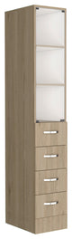DEPOT E-SHOP Magna Linen Cabinet, Three Shelves, Four Drawers, Light Pine/White