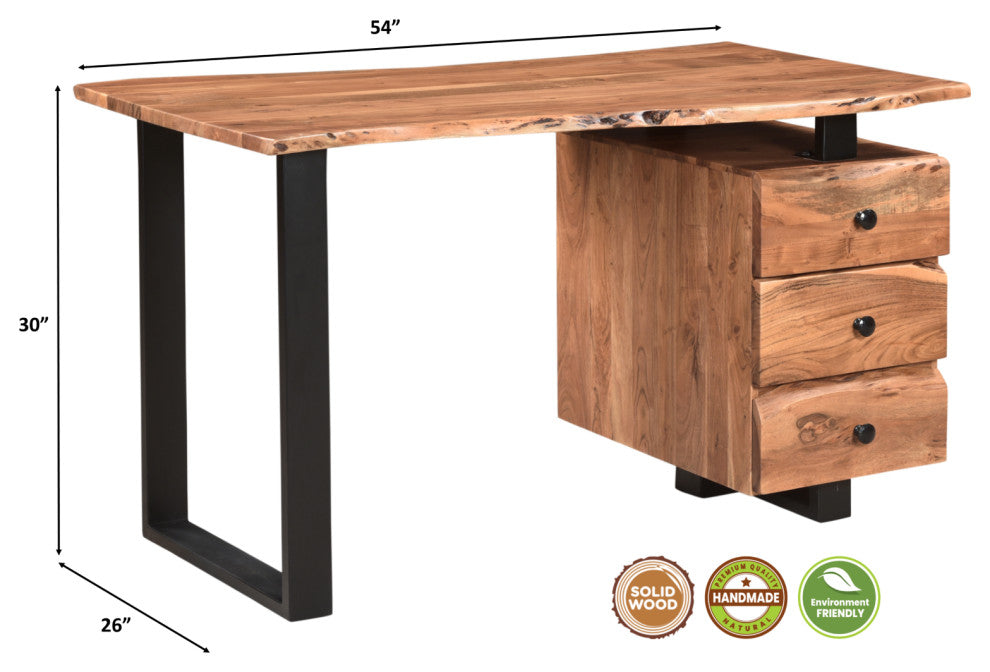 Stafford 54" Writing Desk with Storage, Brown