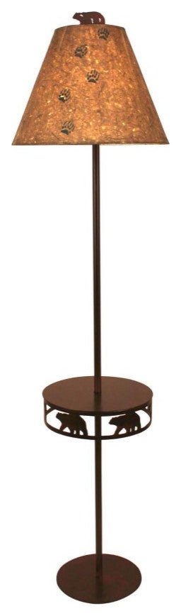 Burnt Sienna and rust Iron Round Bear Band Tray Floor Lamp