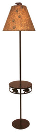 Burnt Sienna and rust Iron Round Bear Band Tray Floor Lamp