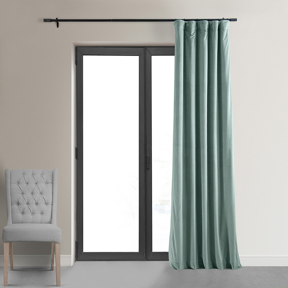 Signature Blackout Velvet Curtain Single Panel, Skylark Blue, 50"x96"