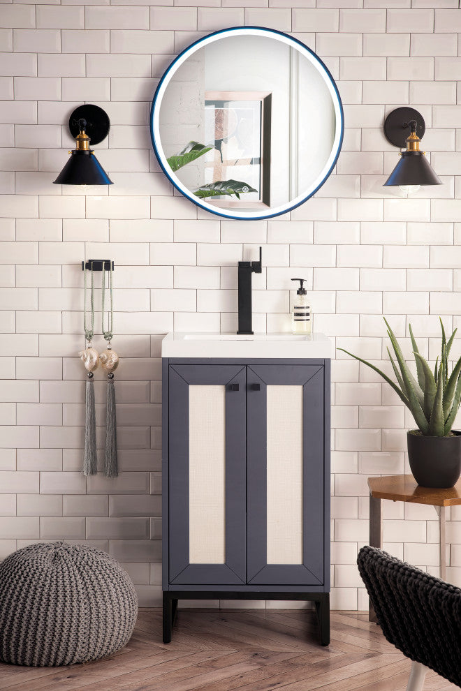 Chianti 20" Single Vanity, Mineral Grey, Matte Black,White Gloss Top