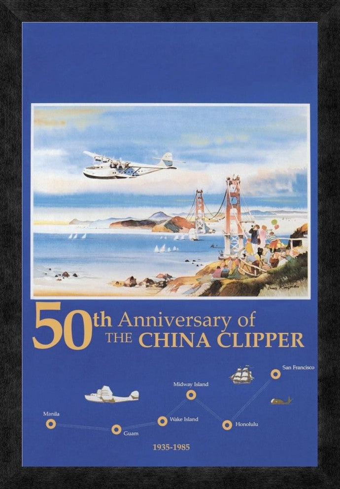 "50th Anniversary of the China Clipper" Framed Canvas Giclee, 18"x26"